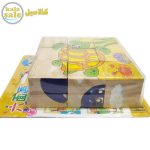 Wooden 3D Cube Puzzle 6 Side Painted 9 Pieces Animals B 051
